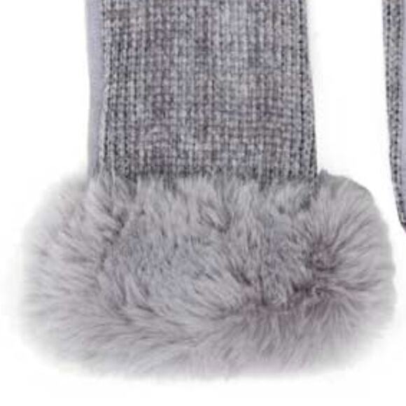 Women's Winter Gloves Faux Fur Chenille Gray Smart Gloves Finger Text - Picture 3 of 6